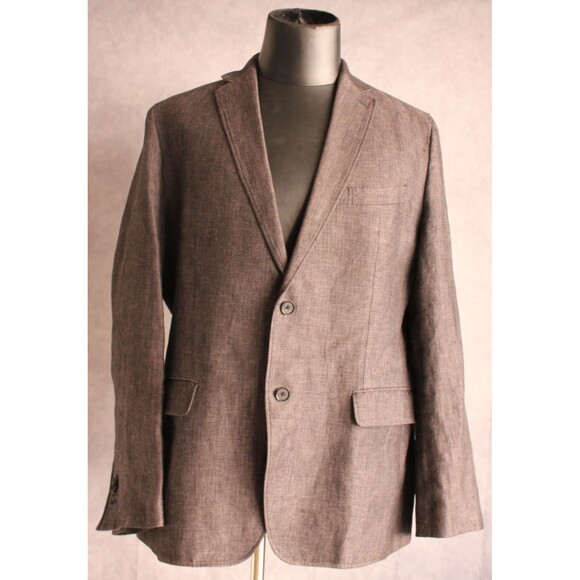 Banana Republic Men's Sport Coat Size 44R Tailored Fit 100% Linen Charcoal Gray